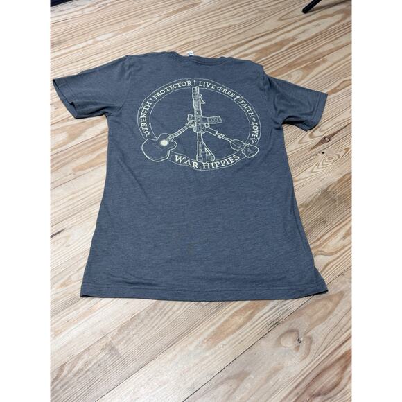War Hippies T-Shirt Army Green Strength Protector Live Free Faith Love Men’s S - Picture 4 of 9